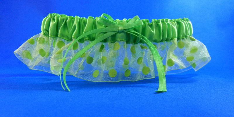 Lime green polka dot garter